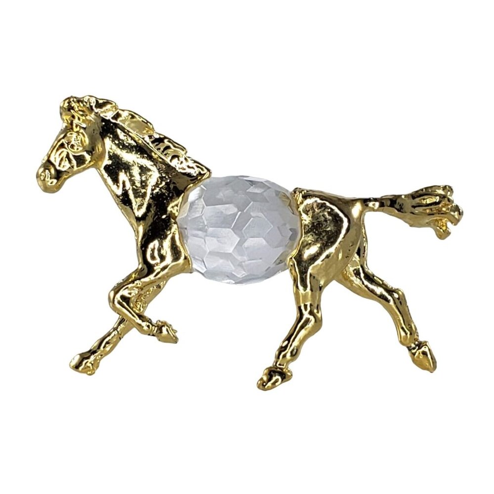 Lencia Star Gold Toned Austrian Crystal Horse Miniature Figurine